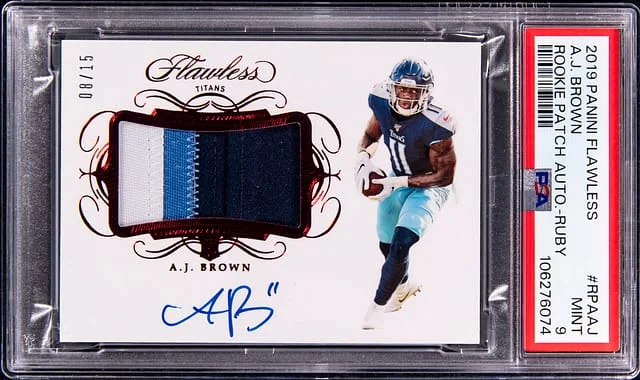 2019 Panini Flawless A.J. Brown Patch Autograph Ruby #RPAAJ card image