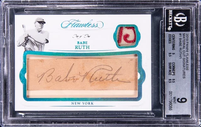 2019 Panini Flawless Babe Ruth Cut Autograph #FMC-BR card image