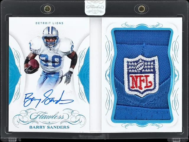 2019 Panini Flawless Barry Sanders Veteran Booklet Autographs NFL Shield #VBA-BSA card image