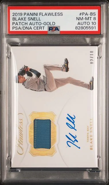 2019 Panini Flawless Blake Snell Patch Autographs Gold #PA-BS card image