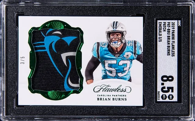 2019 Panini Flawless Brian Burns Patch Emerald #PAT-BBU card image