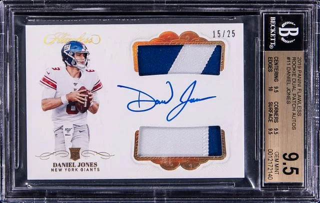 2019 Panini Flawless Daniel Jones Dual Patch Autographs #11 card image