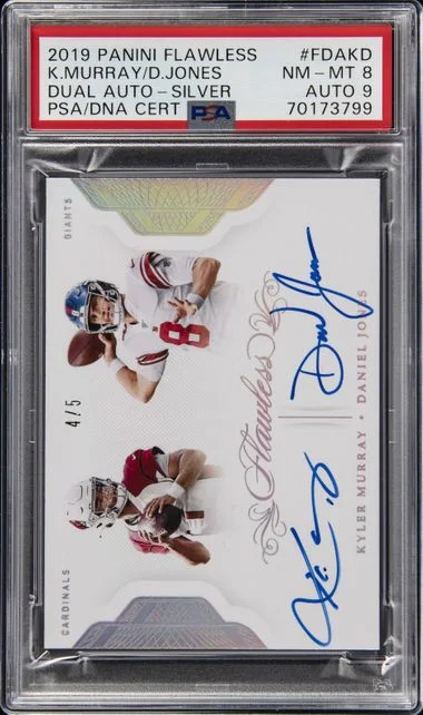 2019 Panini Flawless Daniel Jones/Kyler Murray Dual Autographs Silver #FDAKD card image