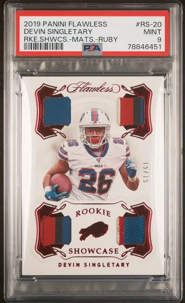 2019 Panini Flawless Devin Singletary Showcase Materials-Ruby #Rs-20 card image