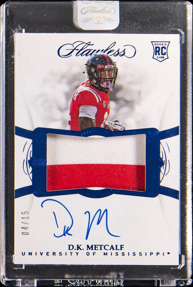 2019 Panini Flawless DK Metcalf Patch Autograph Blue #142 card image