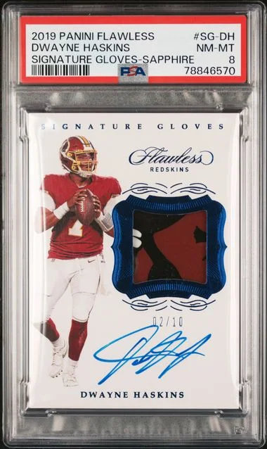 2019 Panini Flawless Dwayne Haskins Signature Gloves Sapphire #SG-DH card image