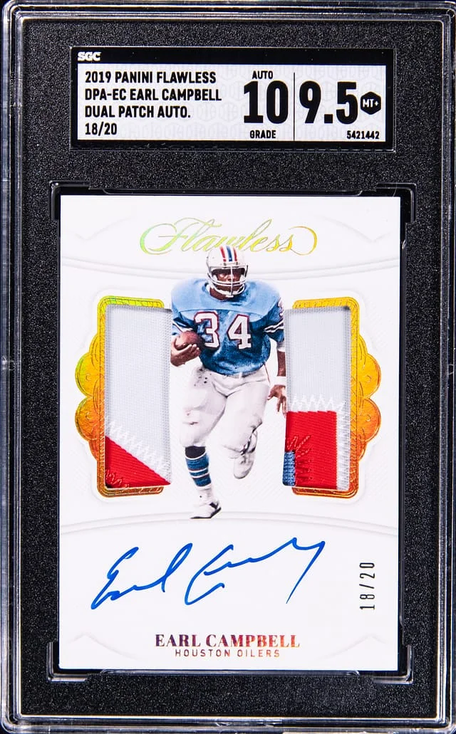 2019 Panini Flawless Earl Campbell Dual Patch Autograph #DPA-EC card image