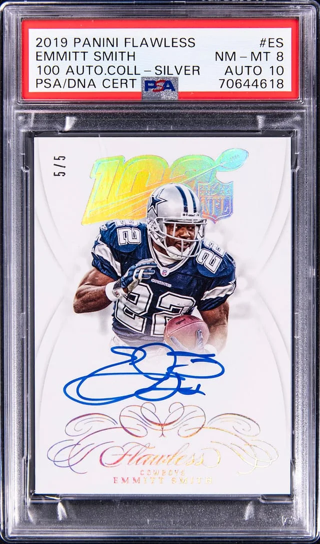 2019 Panini Flawless Emmitt Smith 100 Autograph Collection Silver #NFL100-ES card image