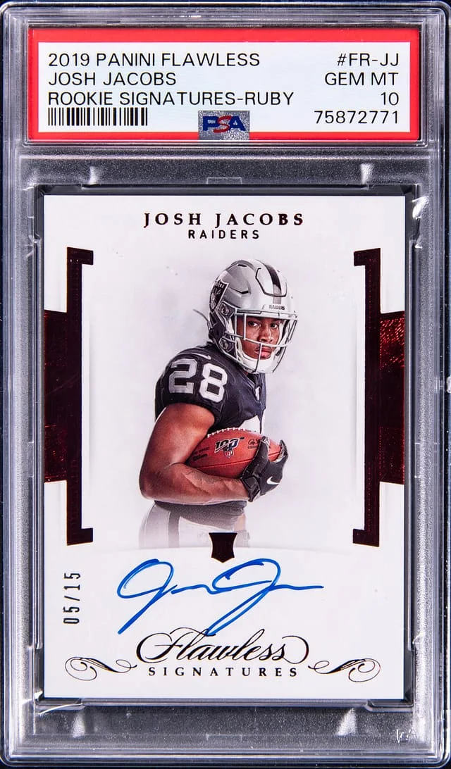 2019 Panini Flawless Josh Jacobs Signatures Ruby #FR-JJ card image