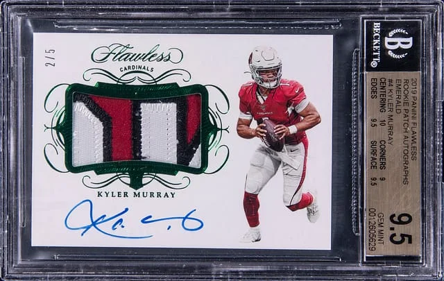 2019 Panini Flawless Kyler Murray Patch Autograph (RPA) Emerald #RPA-KM card image