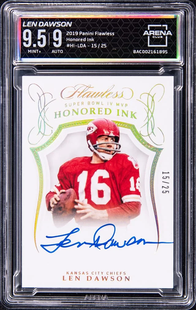 2019 Panini Flawless Len Dawson Honored Ink #HI-LDA card image