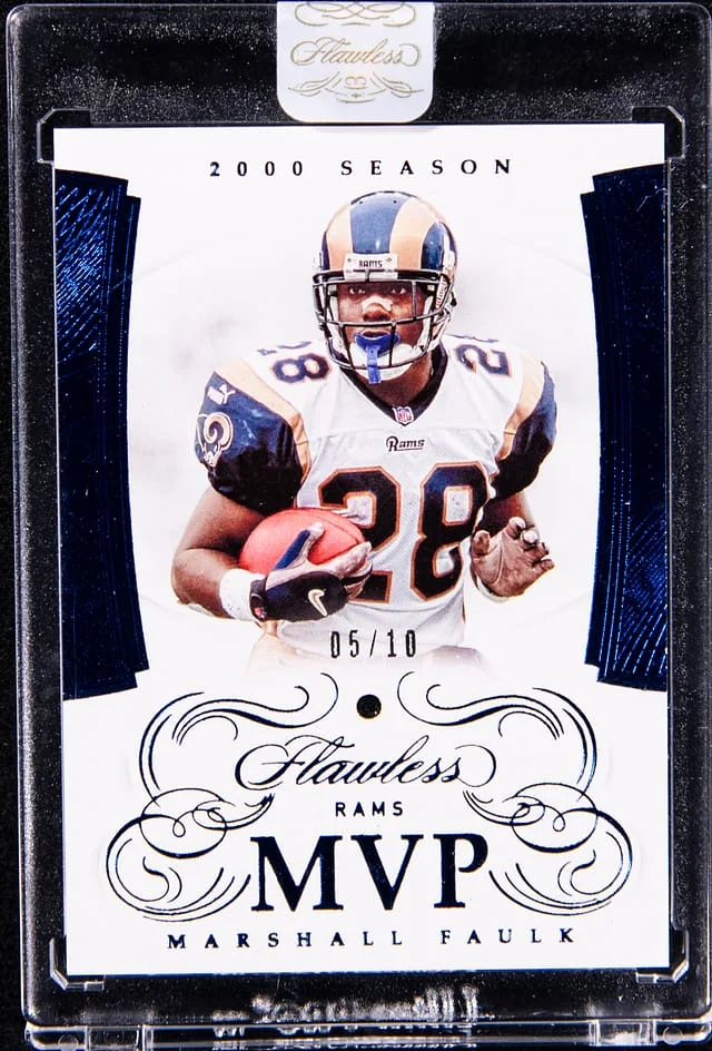 2019 Panini Flawless Marshall Faulk MVP Sapphire #MVP5 card image