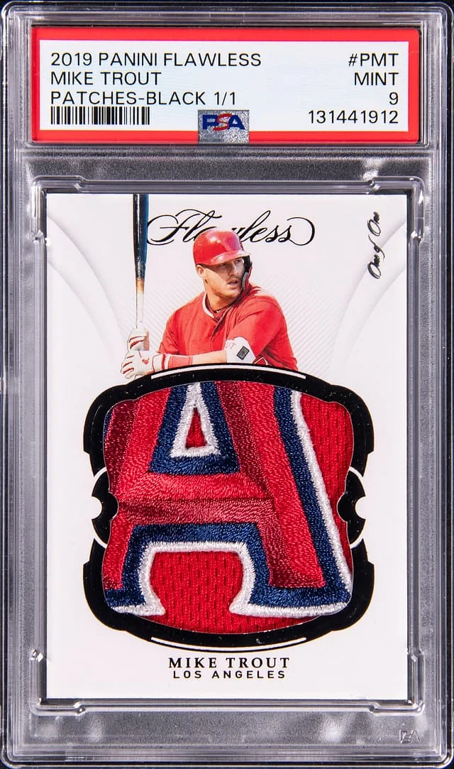 2019 Panini Flawless Mike Trout Jumbo Patch Black #P-MT card image