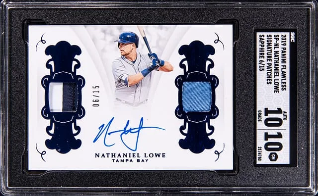 2019 Panini Flawless Nathaniel Lowe Signature Patches Sapphire #SP-NL card image