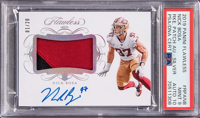2019 Panini Flawless Nick Bosa Patch Autograph (RPA) Silver #RPA-NB card image