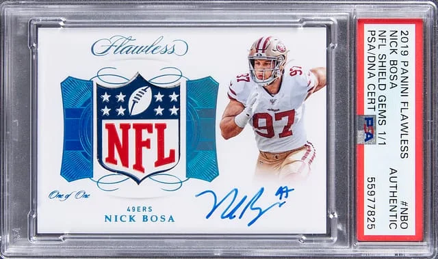 2019 Panini Flawless Nick Bosa Shield Signatures #SLS-NBO card image