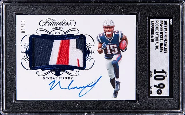 2019 Panini Flawless N'Keal Harry Patch Autograph Sapphire #RPA-NK card image