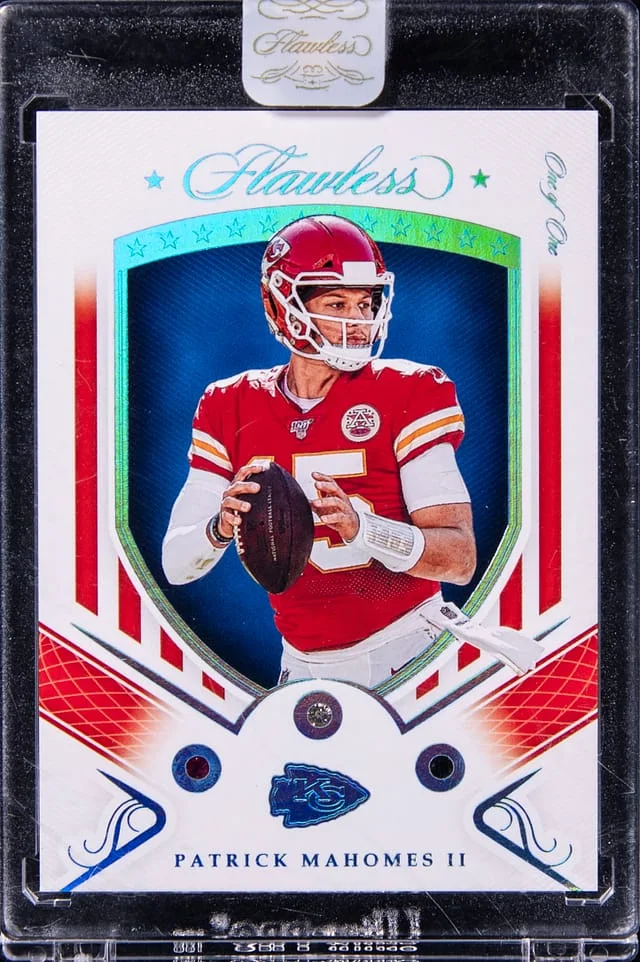2019 Panini Flawless Patrick Mahomes II Red, White, & Blue Gems #RWB-2 card image