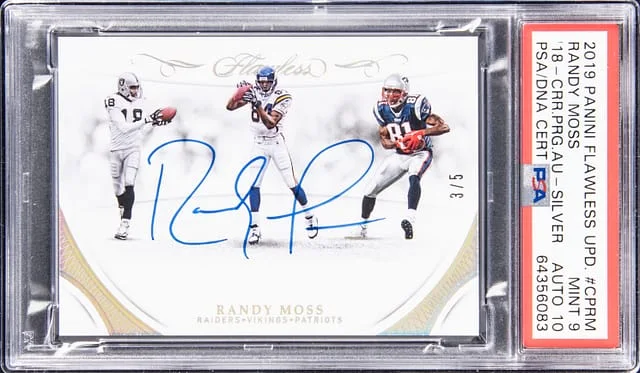 2019 Panini Flawless Randy Moss Update 18 Autograph Silver #CP-RM card image