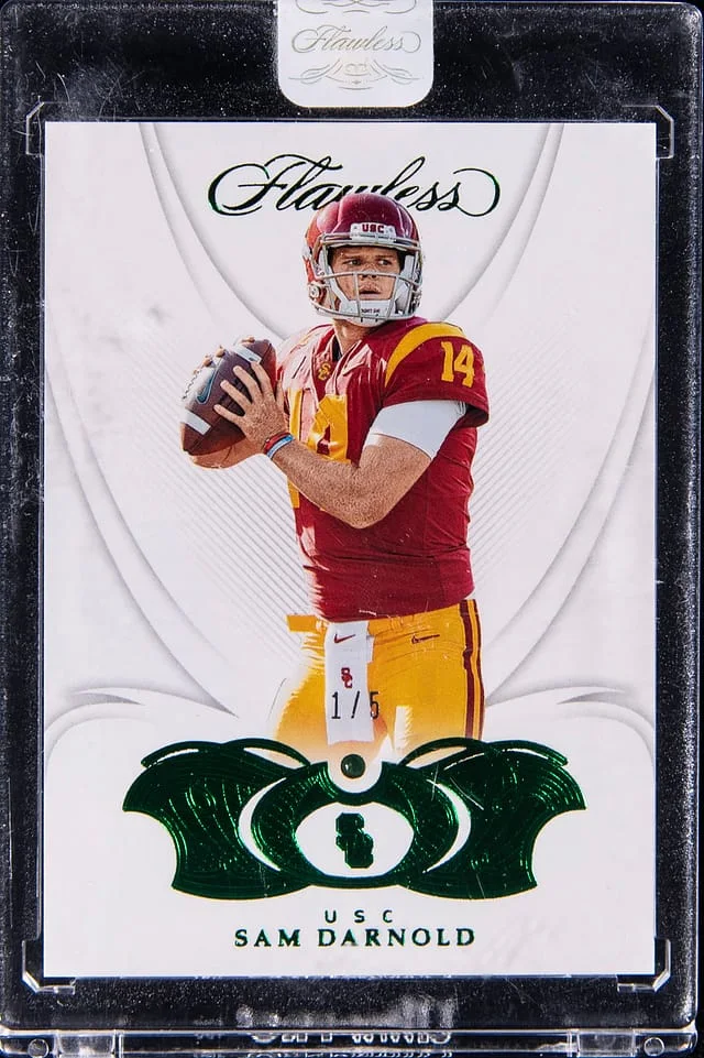 2019 Panini Flawless Sam Darnold - Panini Encased Collegiate Emerald #90 card image