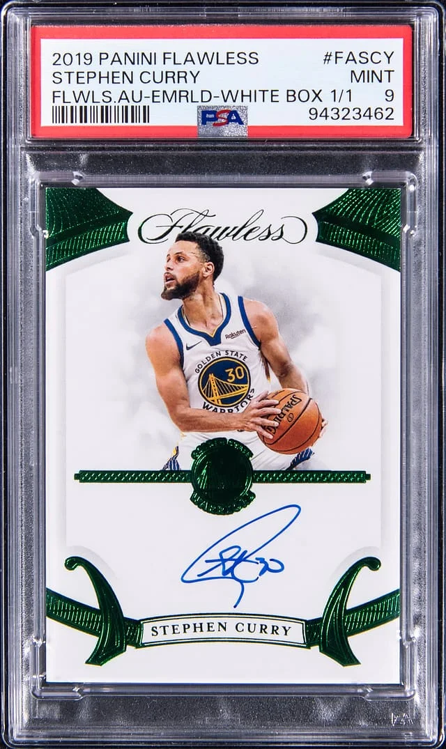 2019 Panini Flawless Stephen Curry Autographs Emerald White Box 1/1 #FA-SCY card image