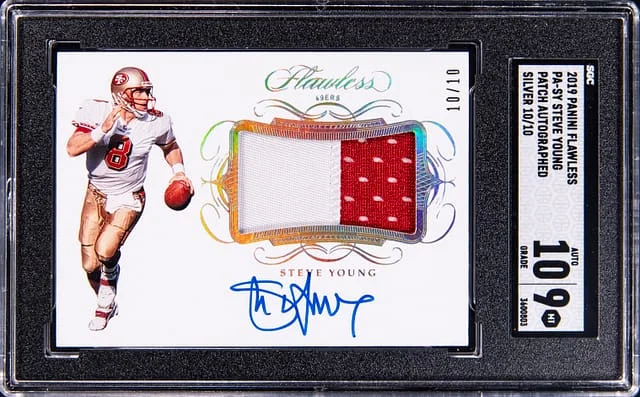 2019 Panini Flawless Steve Young Patch Autographed Silver #PA-SY card image