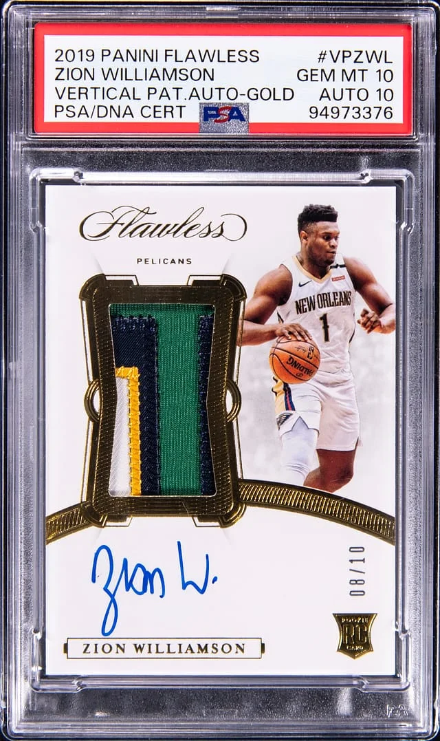 2019 Panini Flawless Zion Williamson Vertical Patch Autograph #VPZWL card image
