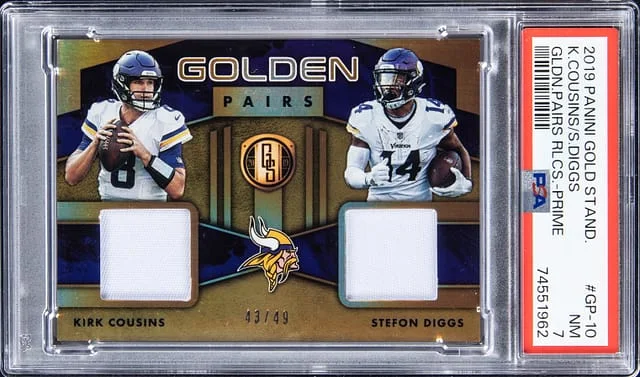 2019 Panini Gold Standard Kirk Cousins/Stefon Diggs Golden Pairs Relics Prime #GP-10 card image