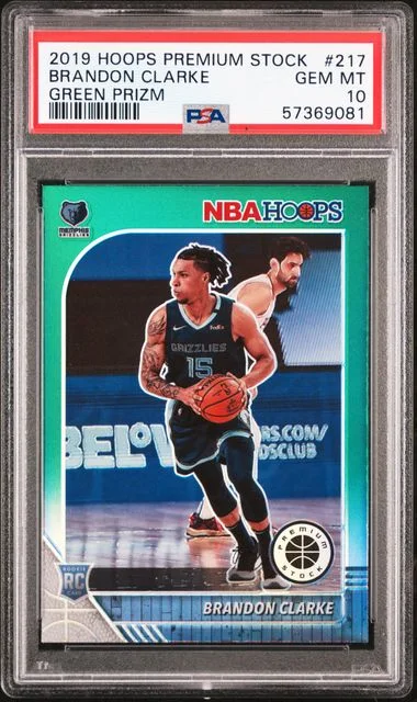 2019 Panini Hoops Brandon Clarke Green Prizm #217 card image