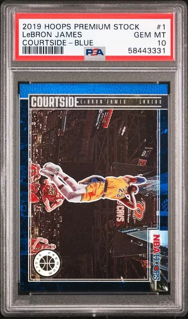 2019 Panini Hoops LeBron James Courtside Blue #1 card image