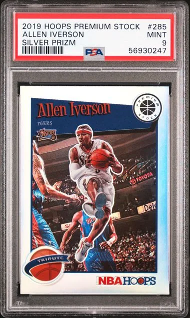2019 Panini Hoops Premium Stock Allen Iverson Silver Prizm #285 card image