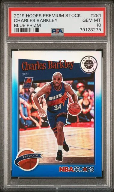 2019 Panini Hoops Premium Stock Charles Barkley Blue Prizm #281 card image