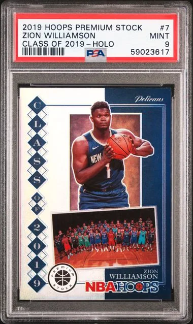 2019 Panini Hoops Premium Stock Holo 7 Zion Williamson Class Of #2019 card image