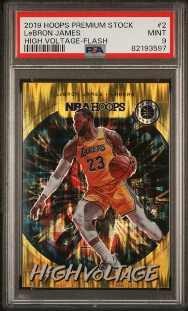 2019 Panini Hoops Premium Stock LeBron James High Voltage Flash #2 card image