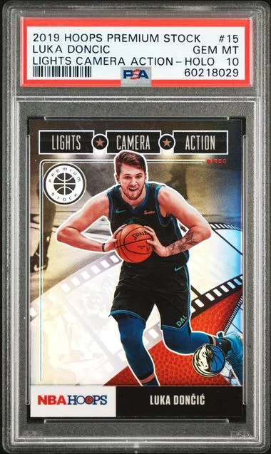 2019 Panini Hoops Premium Stock Luka Doncic Lights Camera Action #15 card image