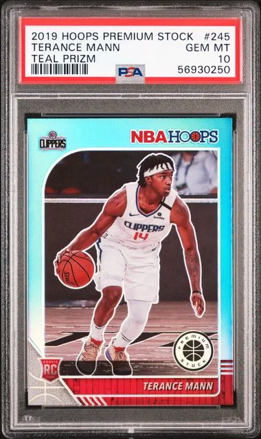 2019 Panini Hoops Premium Stock Terance Mann Teal Prizm #245 card image