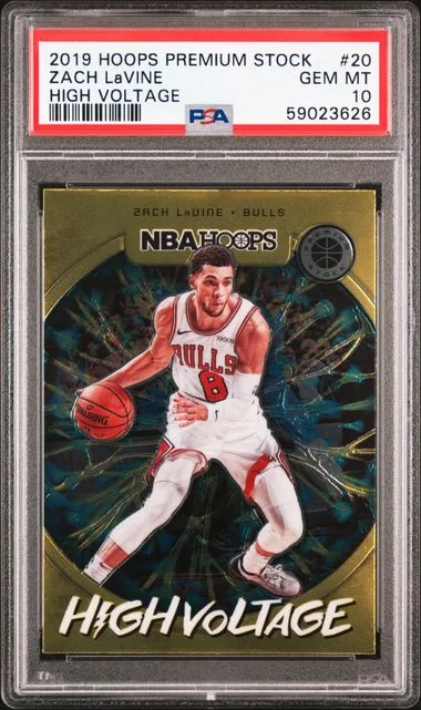 2019 Panini Hoops Premium Stock Zach Lavine High Voltage #20 card image