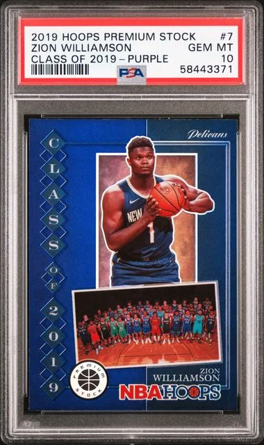2019 Panini Hoops Purple 7 Zion Williamson Class Of #2019 card image