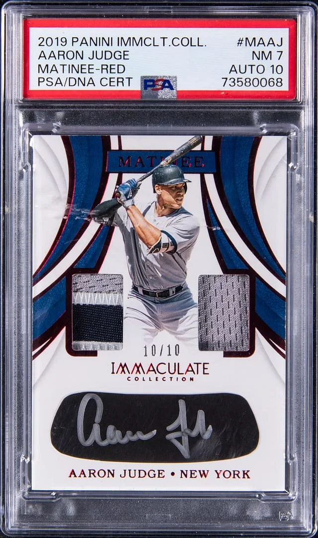 2019 Panini Immaculate Collection Aaron Judge Matinee Red #MAAJ card image