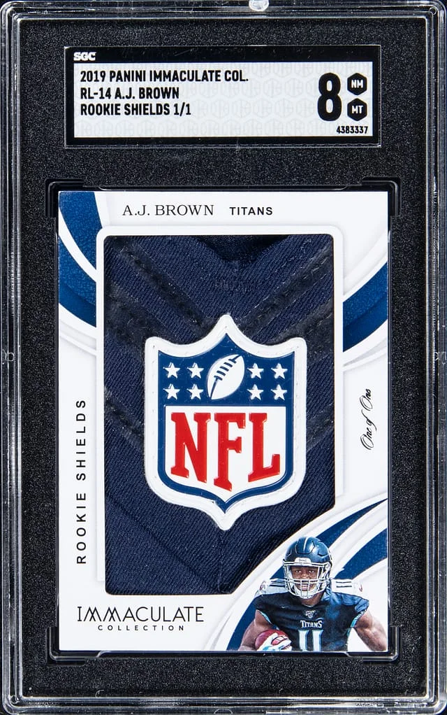 2019 Panini Immaculate Collection A.J. Brown Patch NFL Shield #RL-14 card image