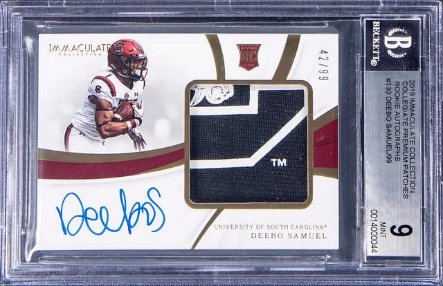 2019 Panini Immaculate Collection Deebo Samuel Collegiate Premium Patches #130 card image