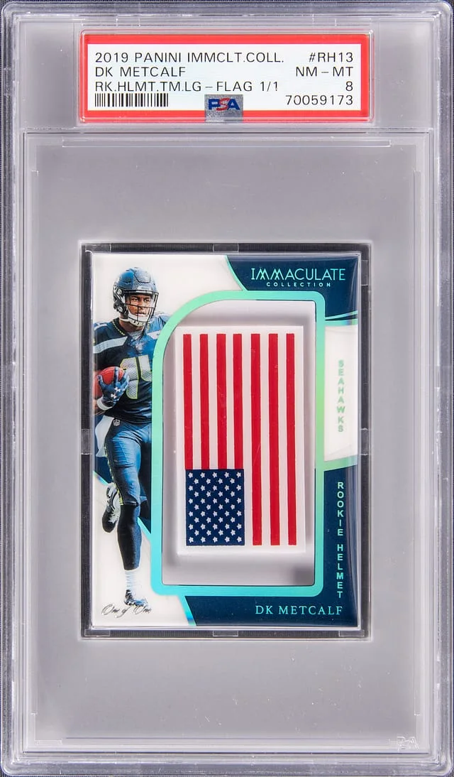 2019 Panini Immaculate Collection DK Metcalf Helment Team Logos Flag #RH-13 card image