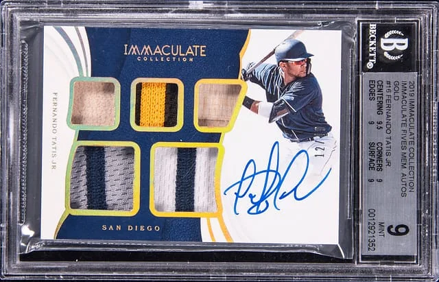 2019 Panini Immaculate Collection Fernando Tatis Jr. Immaculate Fives Memorabilia Autographs Gold #16 card image