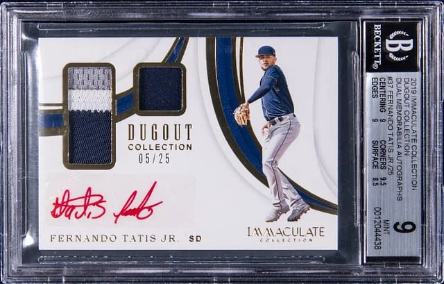 2019 Panini Immaculate Collection Fernando Tatis Jr. Dugout Collection Dual Memorabilia Autographs #DC-FT card image