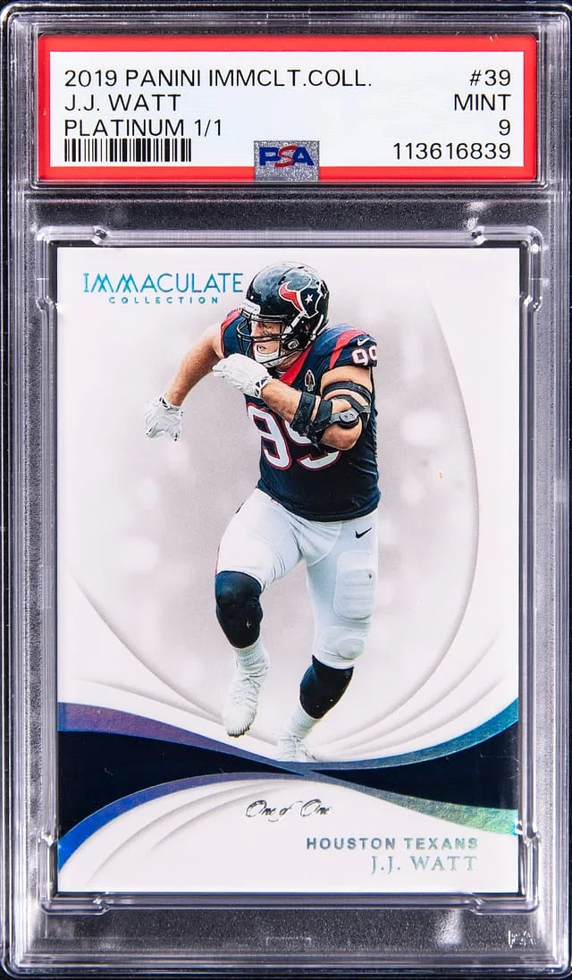 2019 Panini Immaculate Collection J.J. Watt Platinum #39 card image