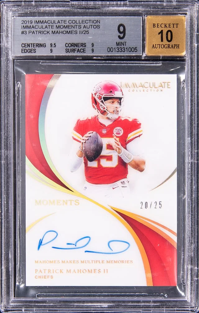 2019 Panini Immaculate Collection Patrick Mahomes II Moments Autographs #IMA-PM card image