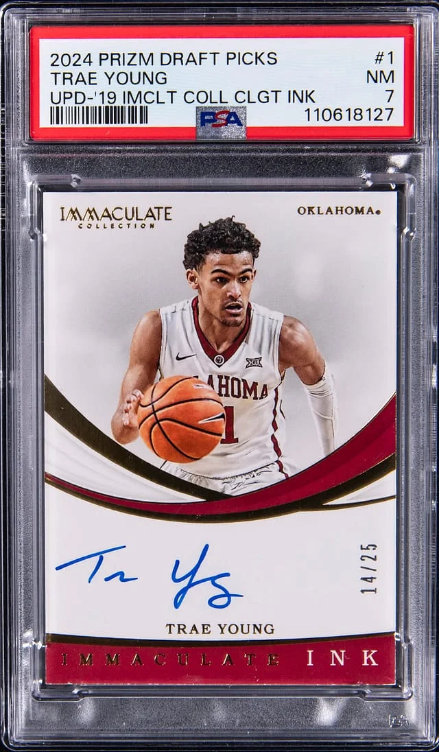 2019 Panini Immaculate Collection Trae Young Collegiate Immaculate Ink #1 card image