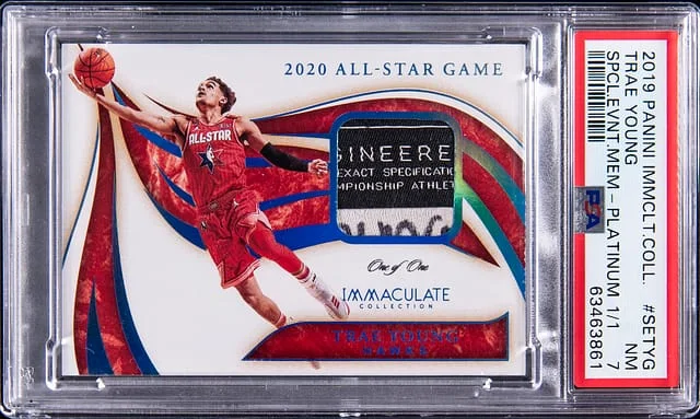 2019 Panini Immaculate Collection Trae Young Special Event Memorabilia Platinum #SE-TYG card image