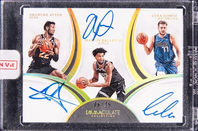 2019 Panini Immaculate DeAndre Ayton/Marvin Bagley III/Luka Doncic Multi-Signed Card Panini Encased #TA-DML card image