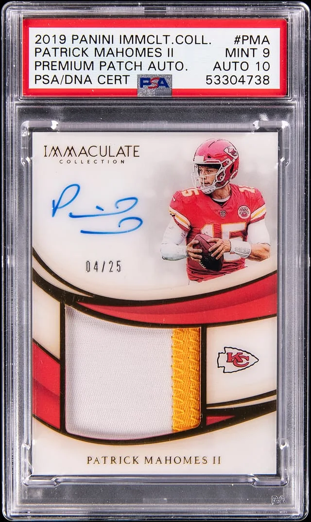 2019 Panini Immaculate Patrick Mahomes II Premium Patch Autograph #PPA-PMA card image